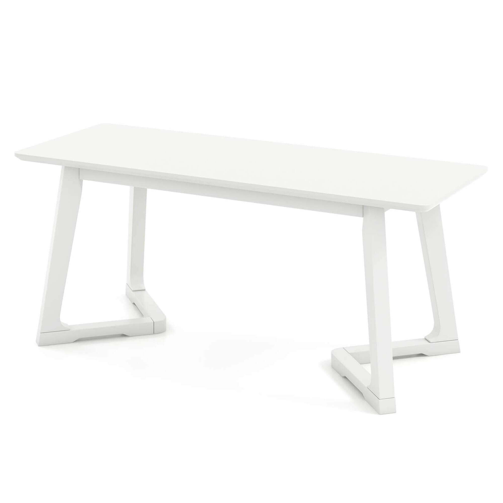 Alt View 17. Costway - 1 PCS 42" Modern Entryway Bench with Rubber Wood Legs Smooth Seating Area Easy Assembly - White.