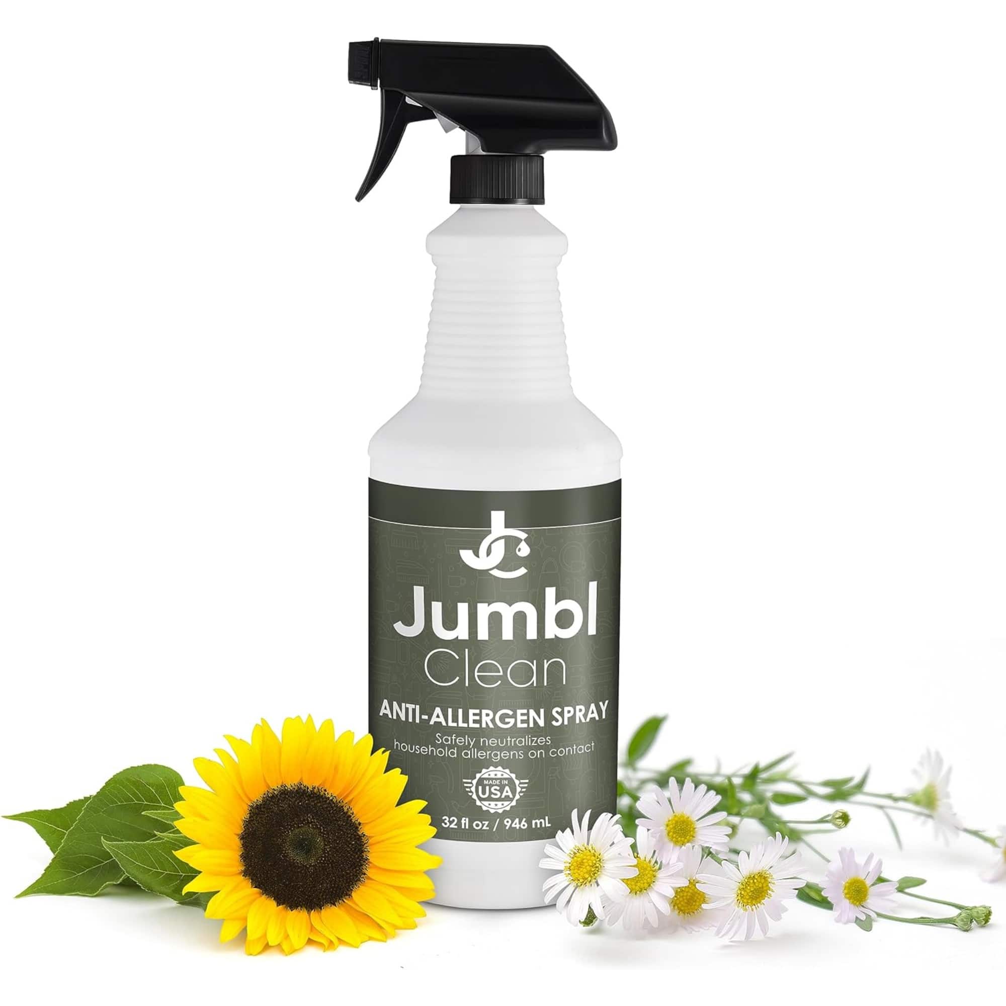JumblClean - Unscented Anti Allergen Spray - Eco-Friendly Household Cleaner - 32 fl oz (946 ml) - White