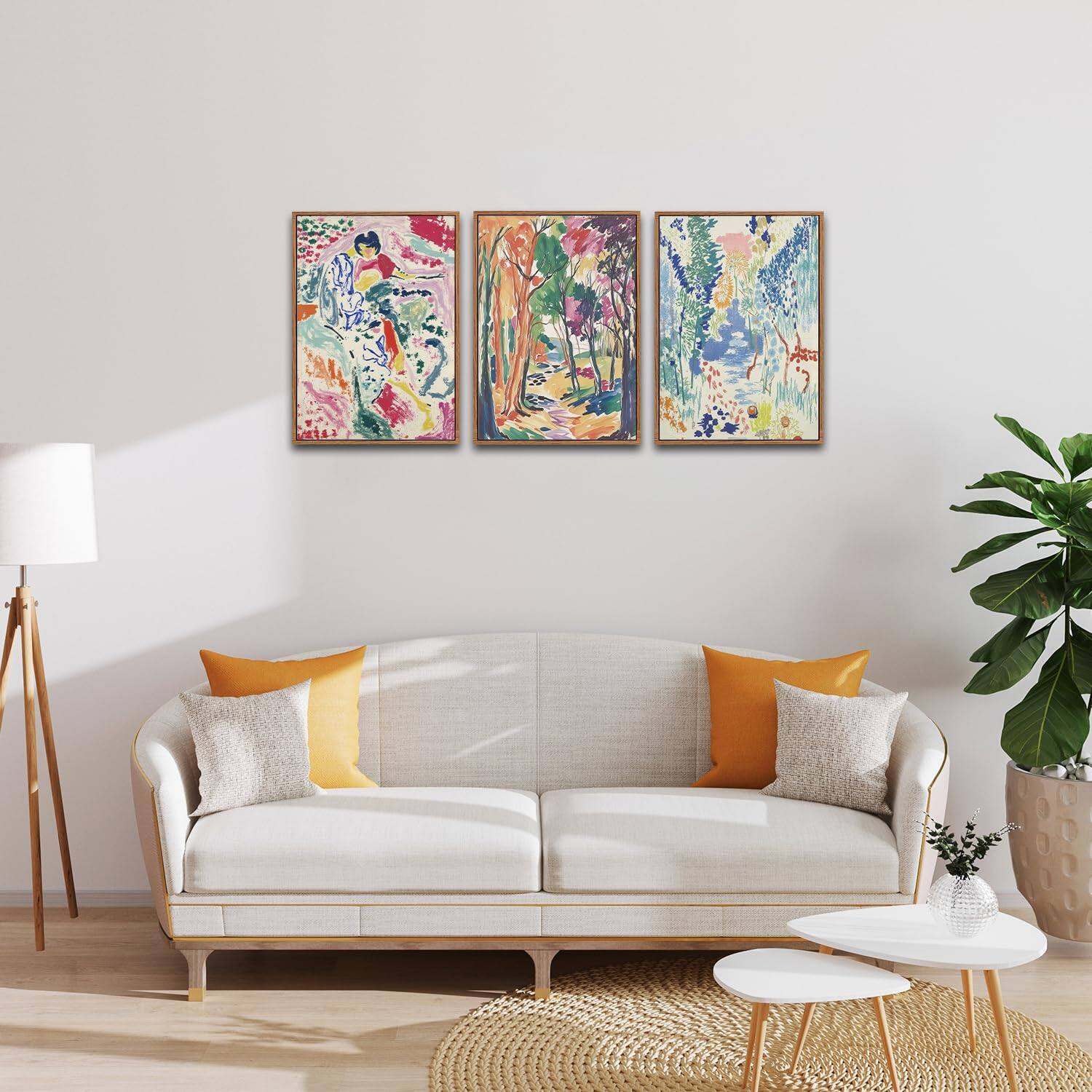 Alt View 1. Hirose Alice - CHDITB Matisse Gallery Framed Canvas Wall Art Set Large Museum Exhibition Wall Decor Abstract Matisse Garden - Geometric Floral 16"L x 24"W.