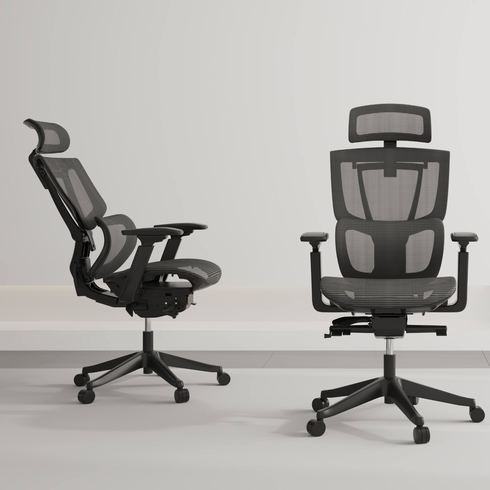 Left. FlexiSpot - C7 Mesh Seat Ergonomic Office Chair with Breathable Mesh Back, Adjustable Headrest, Lumbar Support & Swivel Desk Chair - Black.
