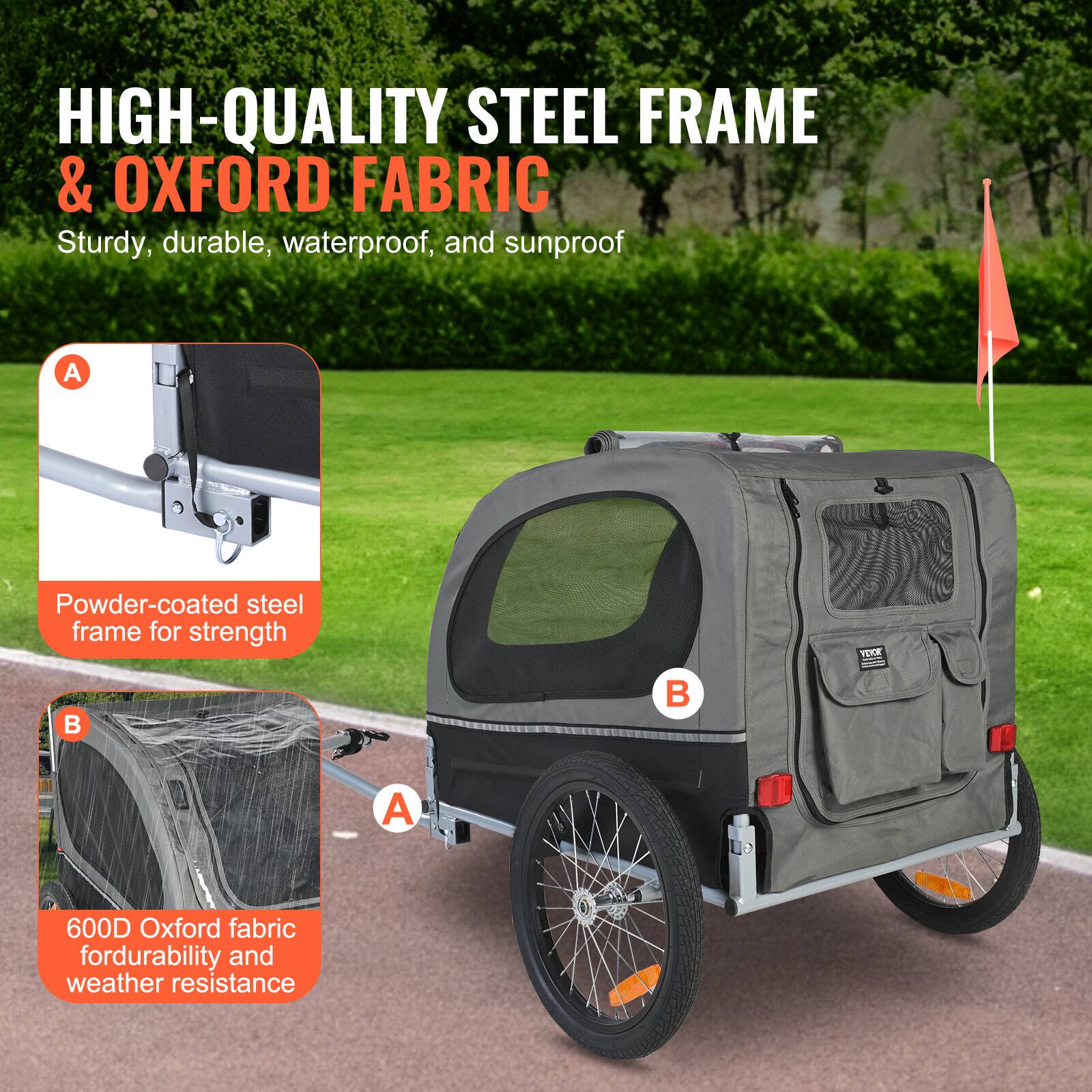 HIGH-QUALITY STEEL FRAME & OXFORD FABRIC  
Sturdy, durable, waterproof, and sunproof  

A. Powder-coated steel frame for strength  
B. 600D Oxford fabric for durability and weather resistance