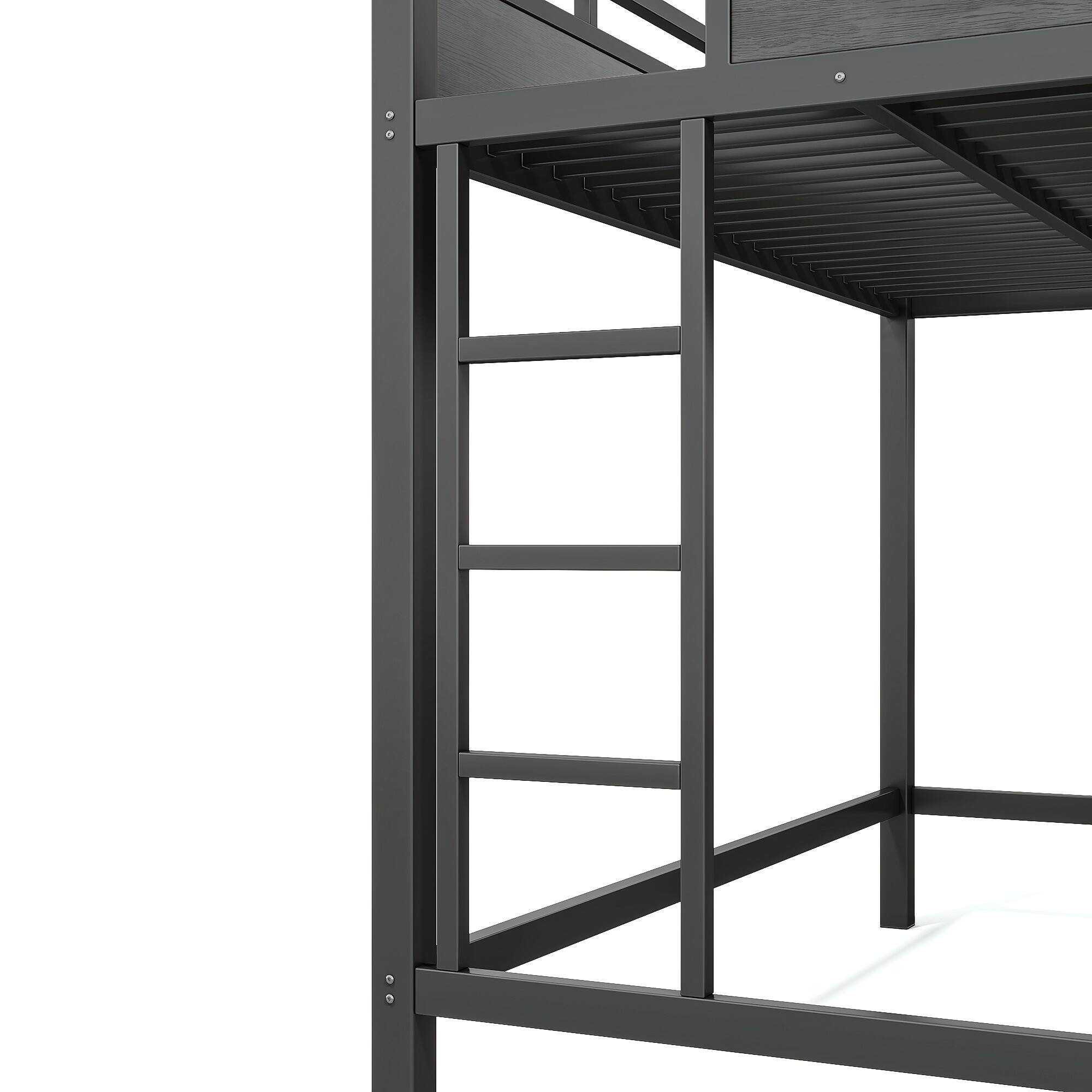 Alt View 6. Boyel Living - Twin XL Size Loft Bed Frame with Storage Shelves and Pegboard Metal Loft Bed - Black.