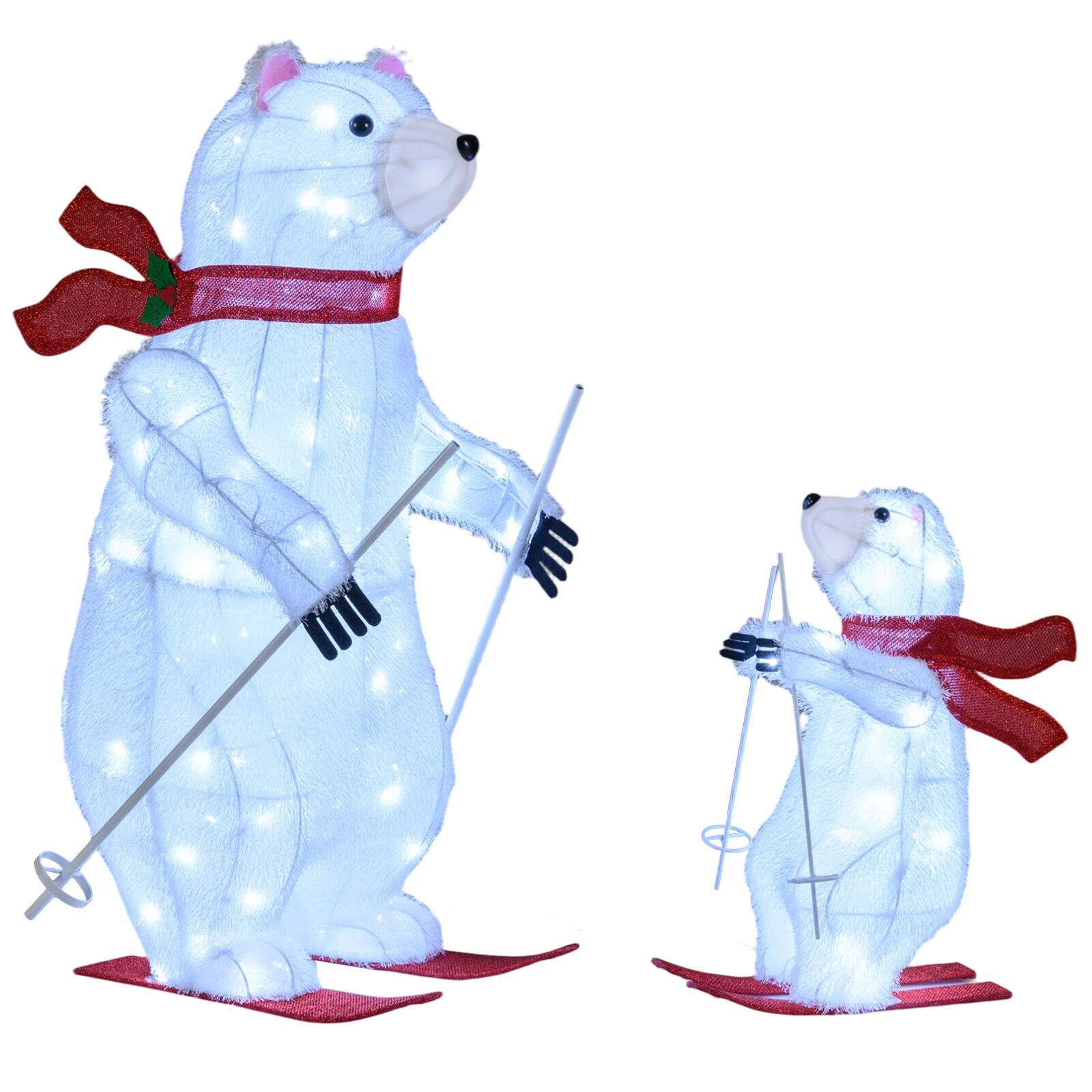 Alt View 1. Gymax - Gymax 2 PCS Animated Skiing Polar Bears w/Skiing Motion & 160 Cold White LED Lights Multi-color - White.