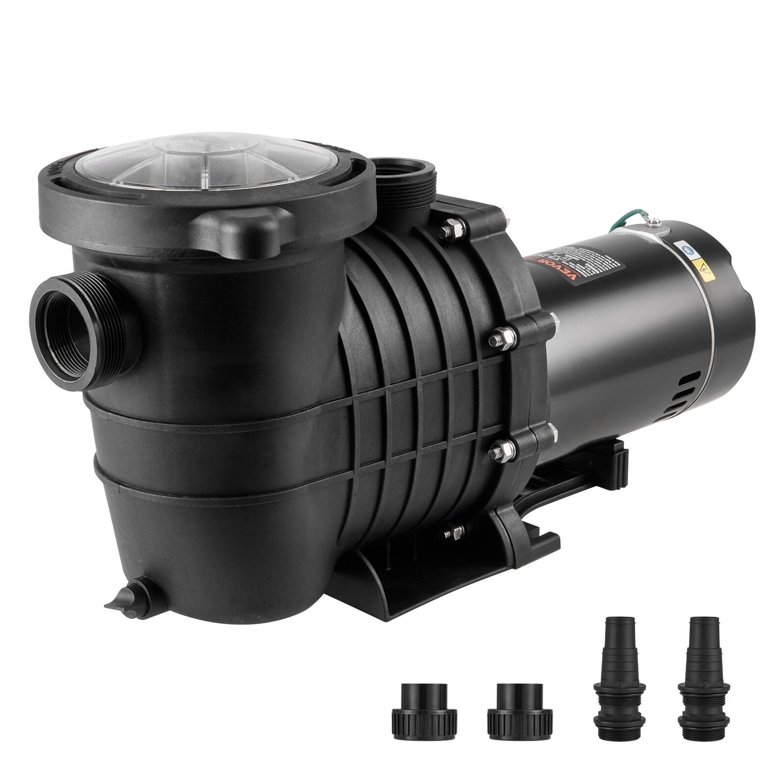 Front. VEVOR - Above Ground Pool Pump, 1.5 HP, 100 GPM Single Speed Swimming Pool Pump, 110V/240V 3450 RPM 50.9 ft Max Head Pool Pump - Black.