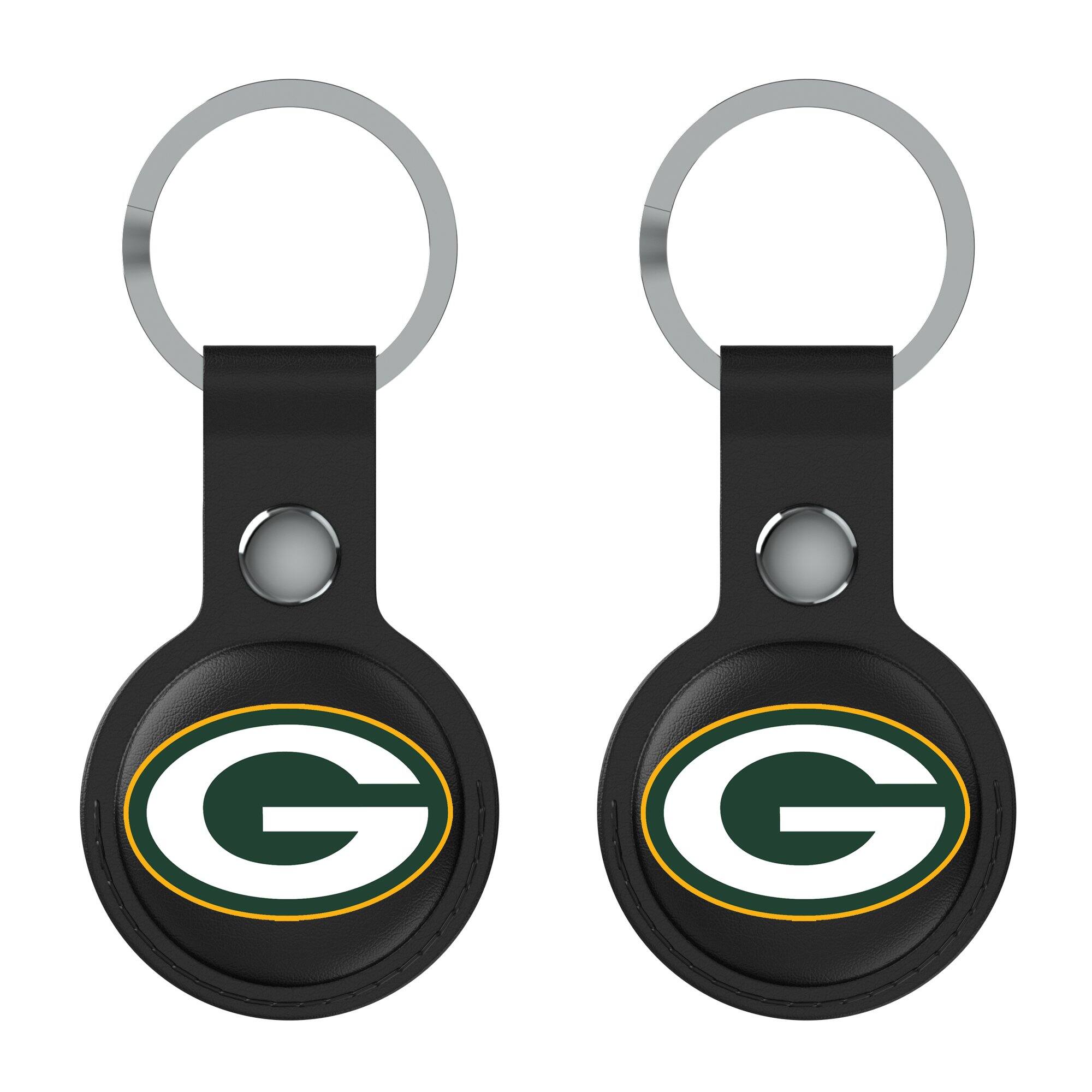 Front. Keyscaper - Black Green Bay Packers Two-Pack AirTag Holders - No Size - Black.