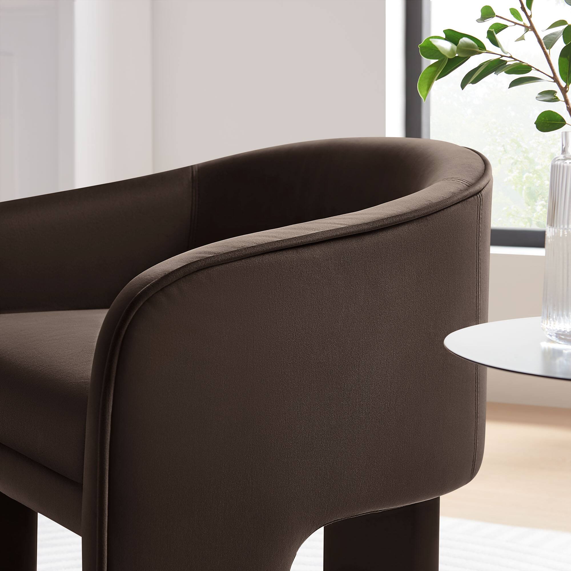 Alt View 5. Modway - Greer Performance Velvet Upholstered Accent Armchair by Modway - Brown.