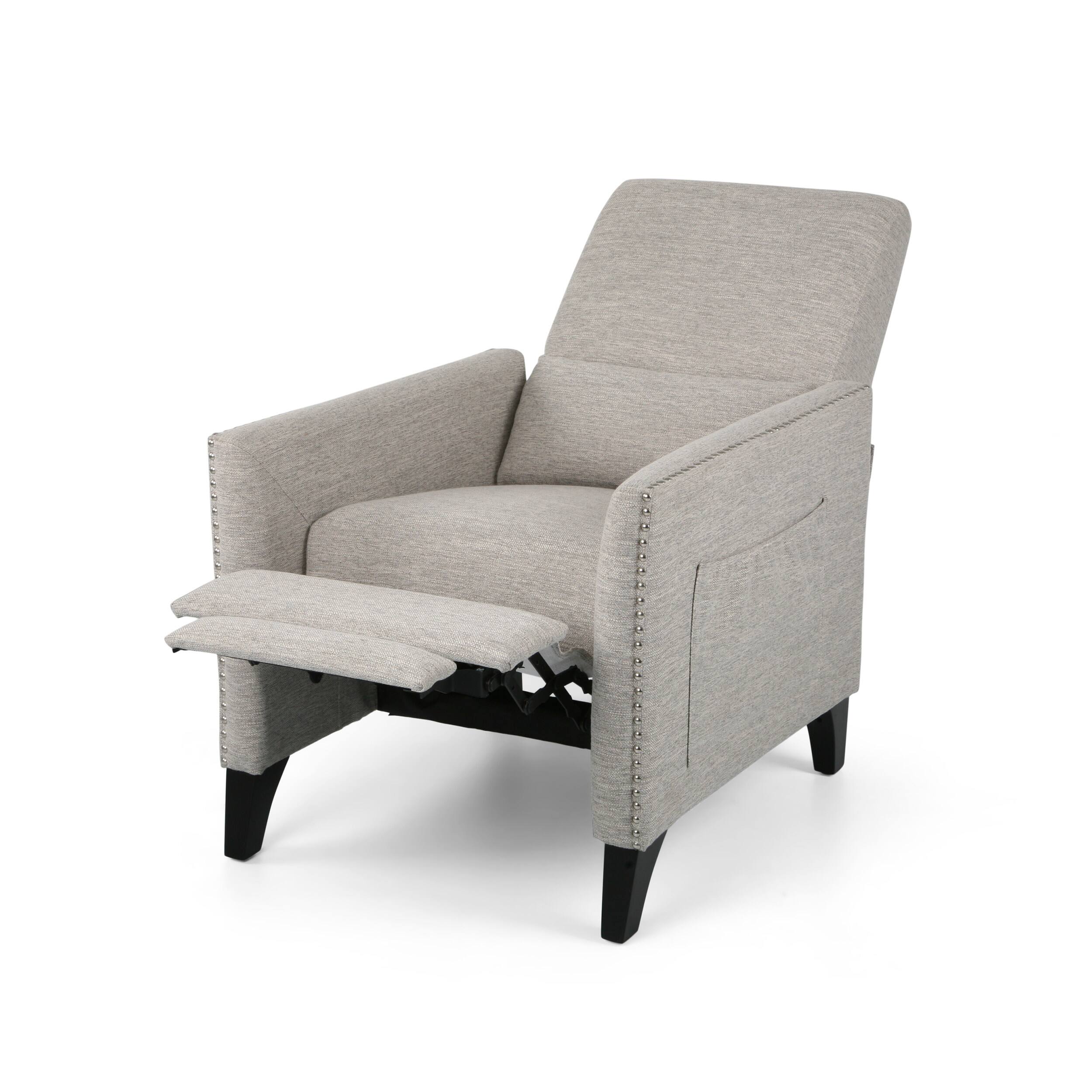 Alt View 4. TinyHomie - Pushback Recliner Chair Push Back Recliner with Rivet Decoration Mid Century Accent Chair for Living Room Bedroom - Gray.