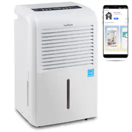 Ivation - 4,500 Sq Ft Smart Wi-Fi Energy Star Dehumidifier, Hose Connector, Humidity Control & More - White