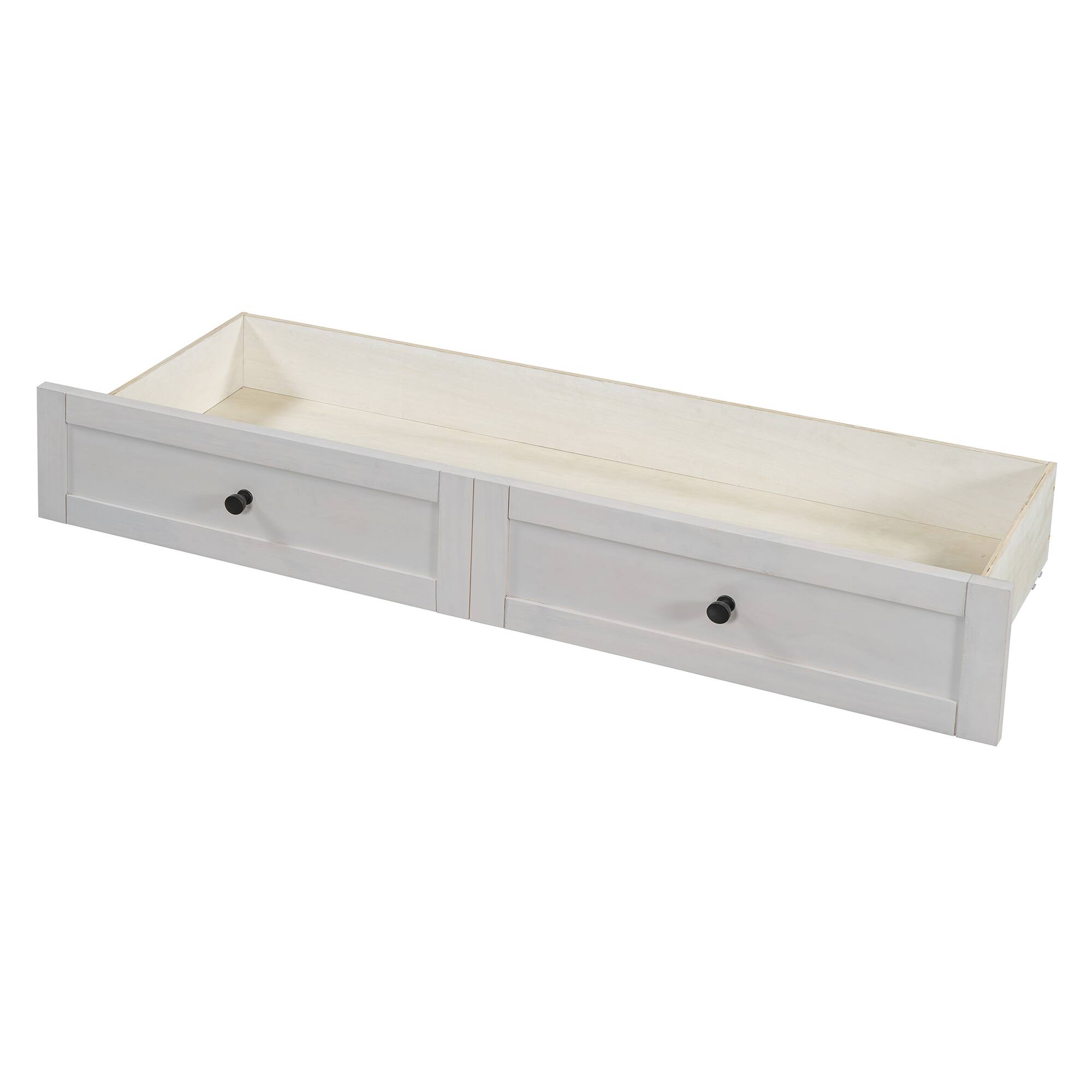 Alt View 2. Tiramisubest - Full Size Murphy Bed, Brushed White, Plywood, w/ Large Drawers & USB Ports - White.