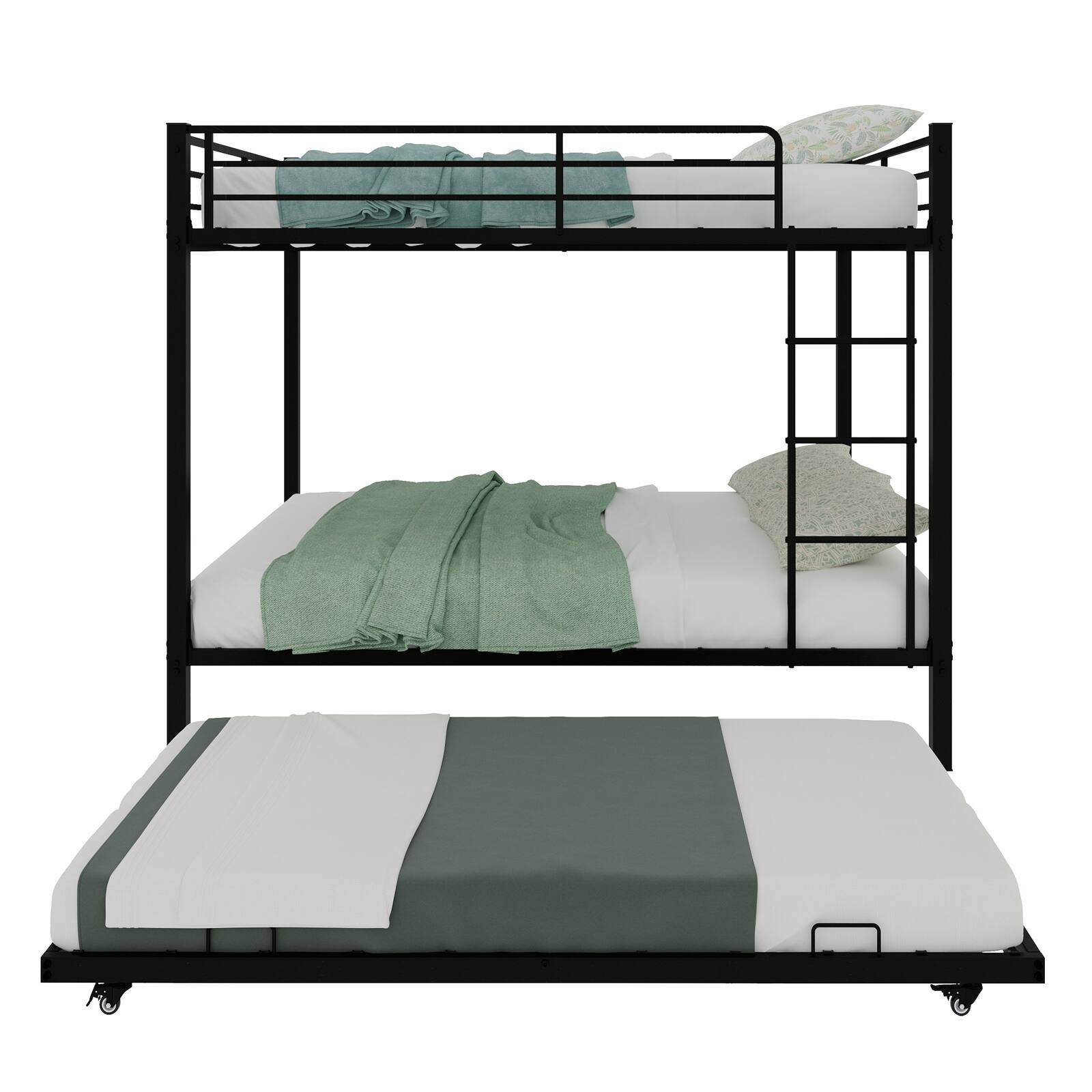Alt View 9. Loheer - Loheer Full Size Bunk Bed Full Over Full Metal Bunk Bed Frame with Safety Rails Heavy Duty Iron Bunk Bed - Black.