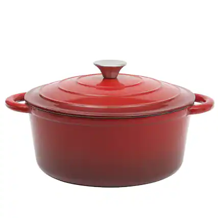 Front. Gibson - Gibson Home Addlestone 5 Quart Enameled Cast Iron Dutch Oven with Lid - Red.