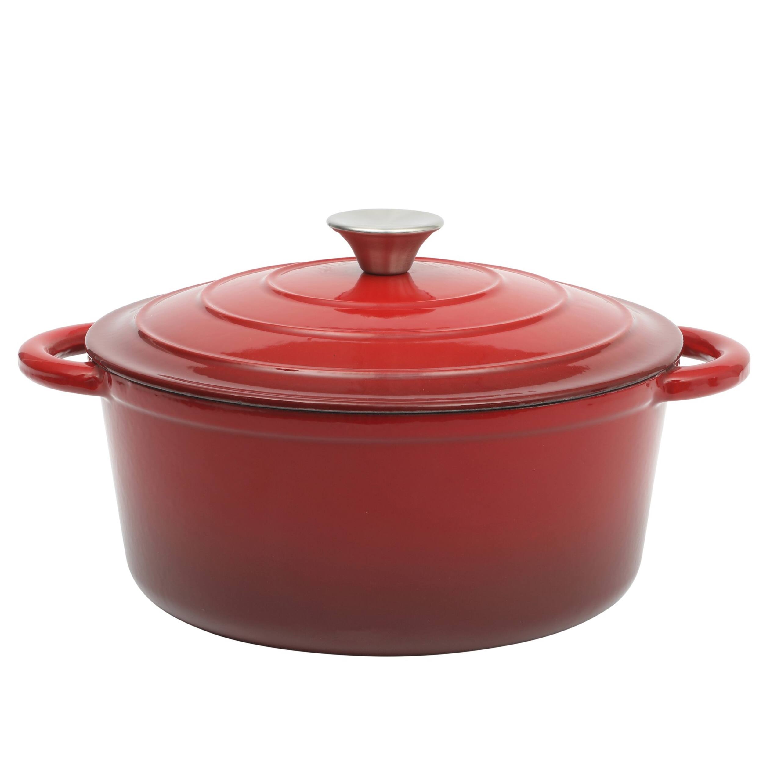 Gibson - Home Addlestone 5 Quart Enameled Cast Iron Dutch Oven with Lid - Red
