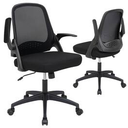 Costway - Mesh Adjustable Rolling Computer Desk Chair with Flip-Up Armrests - Black