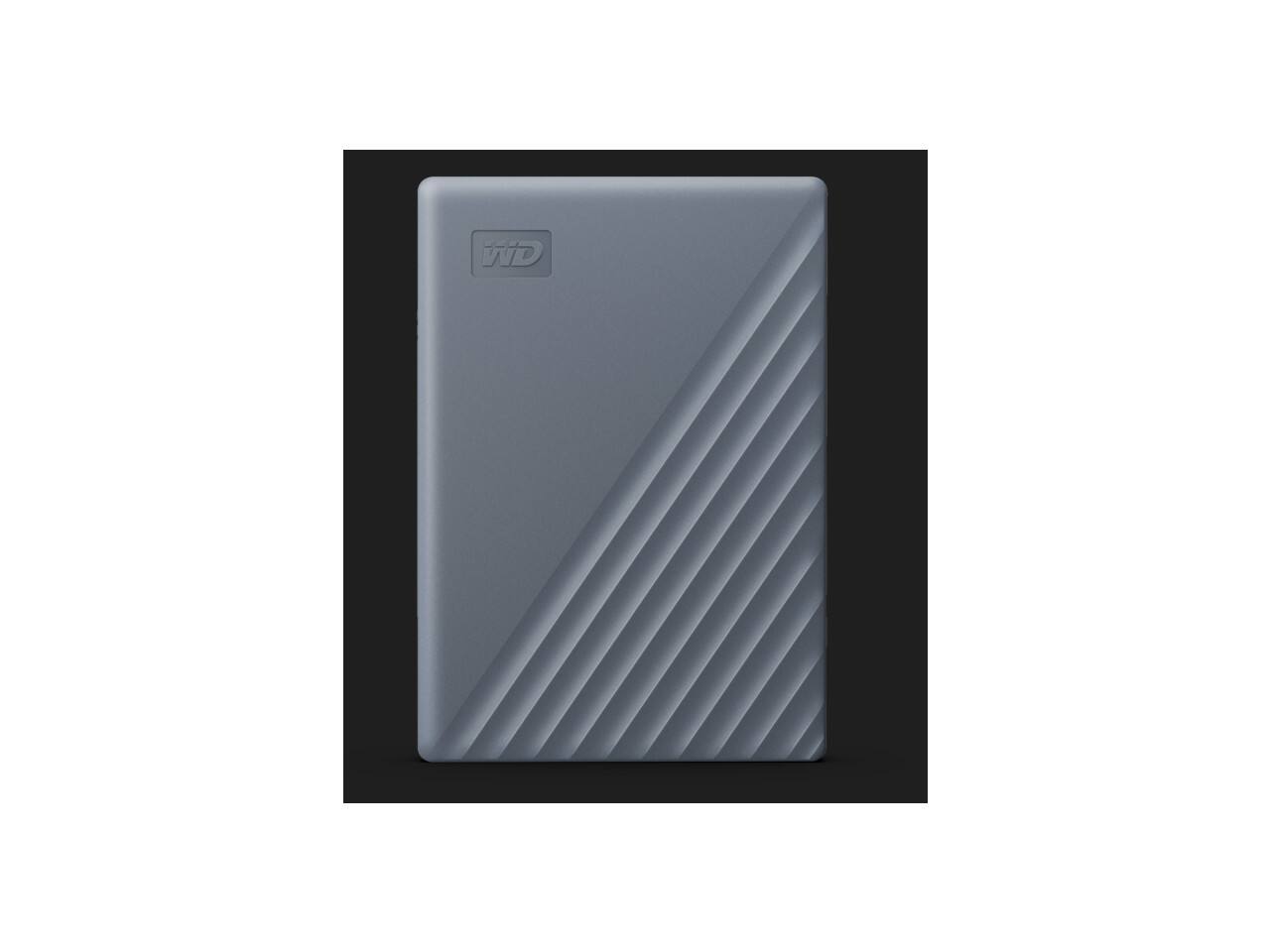 Angle. Western Digital - WD 5TB My Passport Portable Storage External Hard Drive  USB-C™ (WDBRMD0050BGY-WESN) - Silicon Grey.