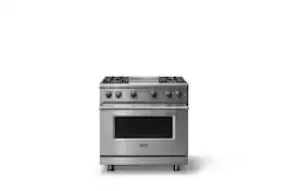 Viking - 5.1 Cu. Ft. 36"W Freestanding LP Gas Sealed 4 Burner Range with Griddle - Stainless Steel - Stainless Steel