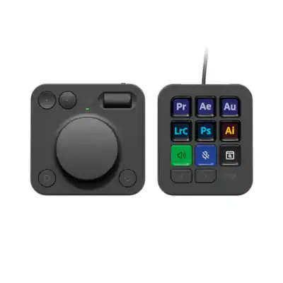 2 of Logitech - MX Creative Console Programmable Keypad with 9 Customizable Keys & Control Dial for Graphic Design, Video Editing, more - Graphite