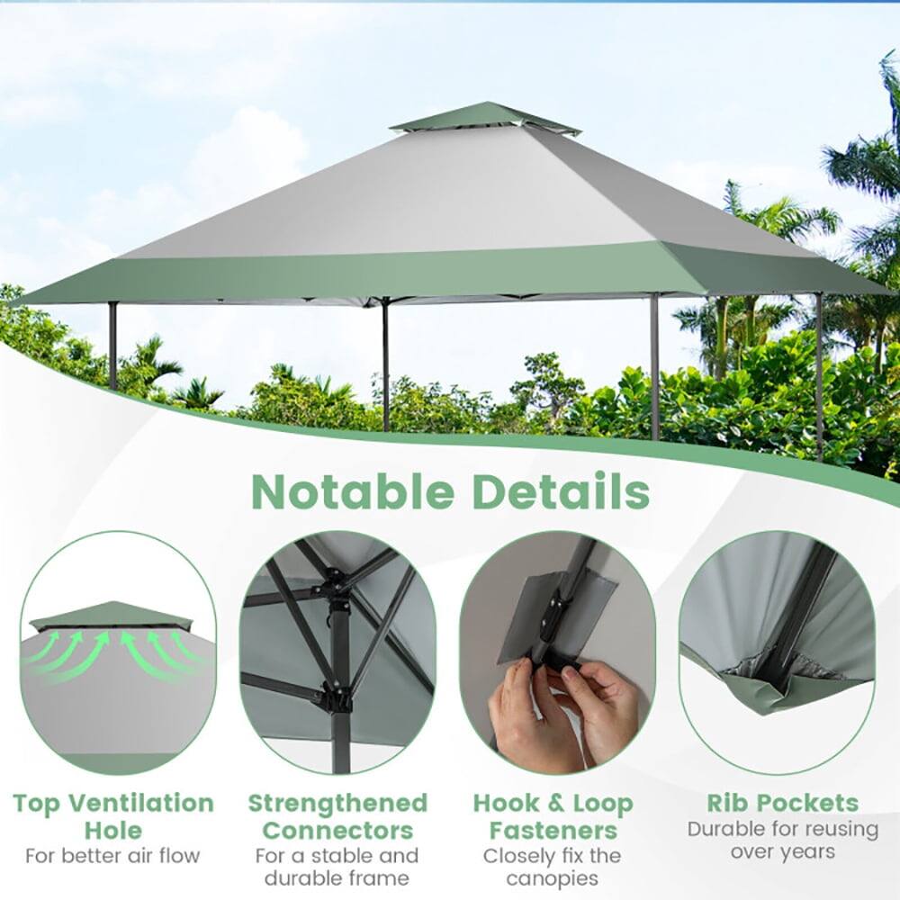 Notable Details

- Top Ventilation Hole
  - For better air flow

- Strengthened Connectors
  - For a stable and durable frame

- Hook & Loop Fasteners
  - Closely fix the canopies

- Rib Pockets
  - Durable for reusing over years