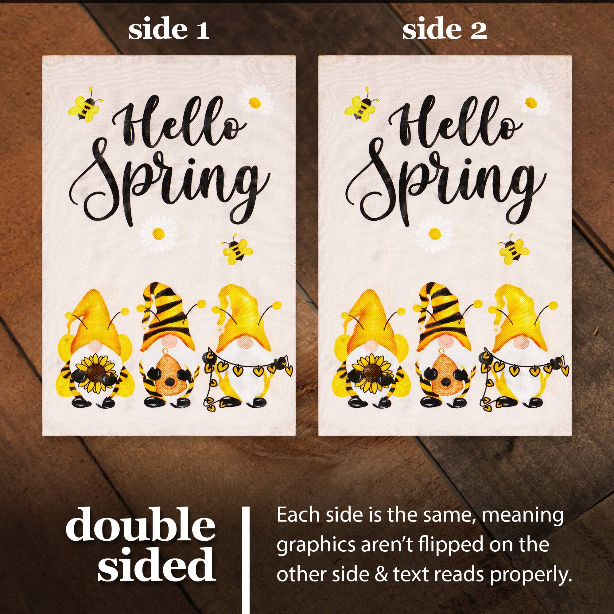 side 1 side 2

Hello Spring

Each side is the same, meaning graphics aren't flipped on the other side & text reads properly.