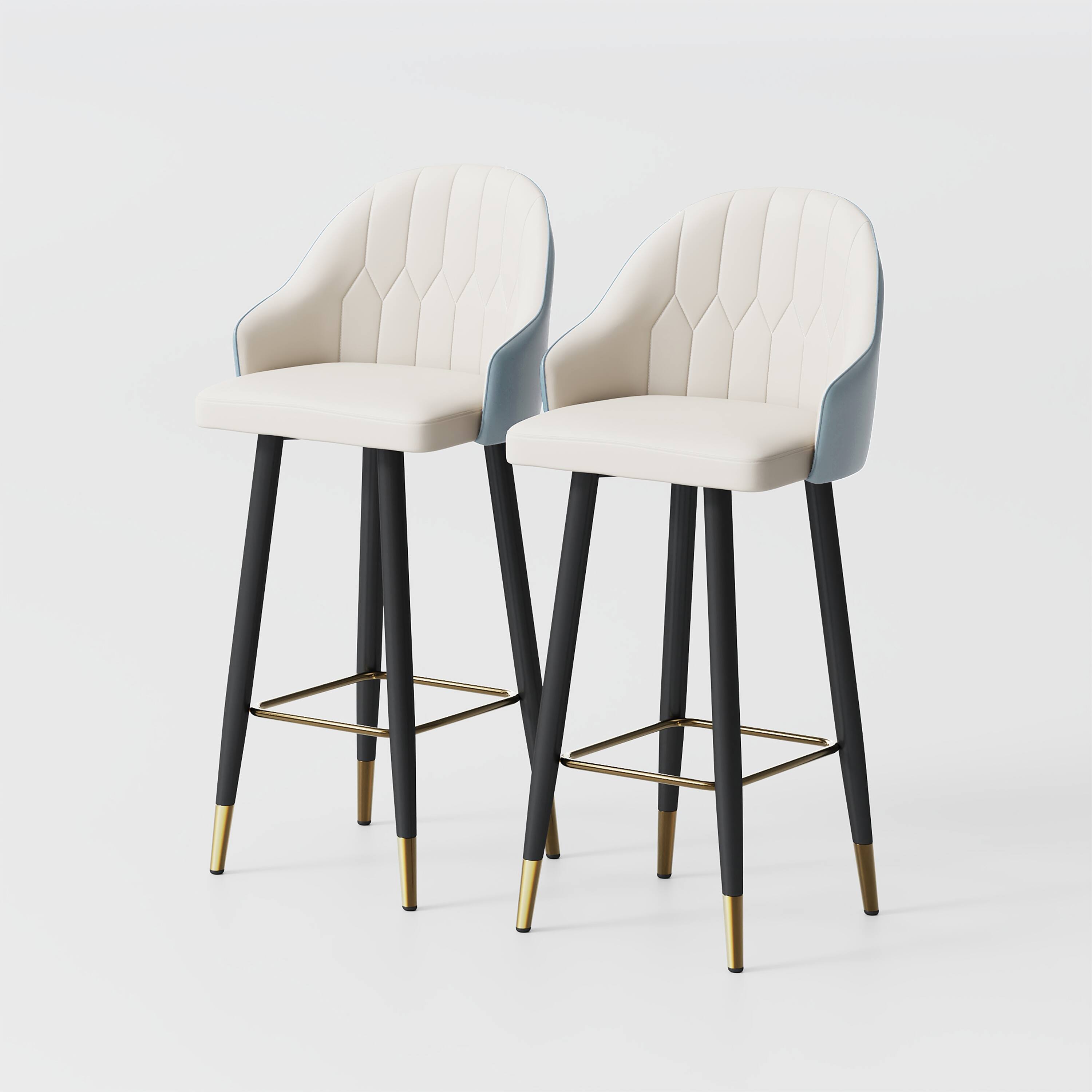 Alt View 6. POVISON - 30" Modern Bar Stools Set of 2, Leather Bar Stools with Backs, Upholstered Bar Stools, Beige Bar Stools, Blue - Blue PU Leather.
