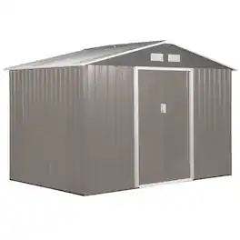 Outsunny - 9' x 6' Outdoor Storage Shed, Garden Tool Metal Shed with Foundation Kit, Double Lockable Door