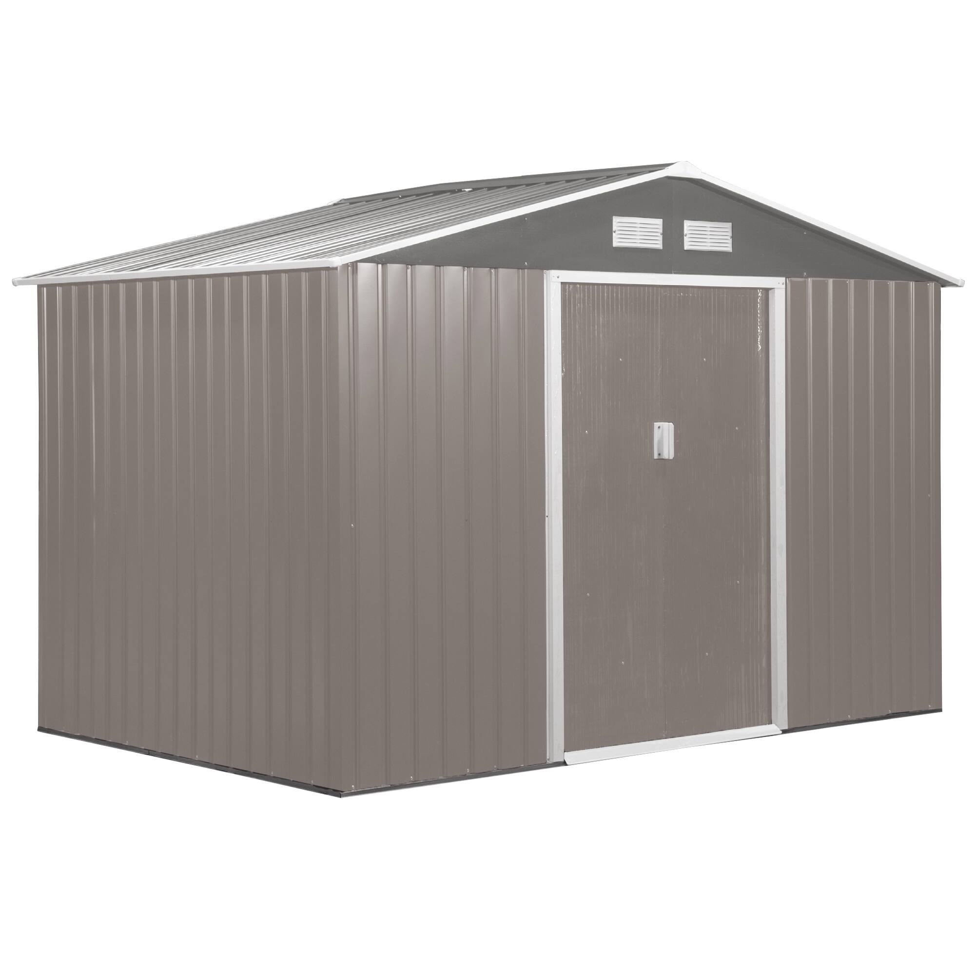 Outsunny - 9' x 6' Outdoor Storage Shed, Garden Tool Metal Shed with Foundation Kit, Double Lockable Door