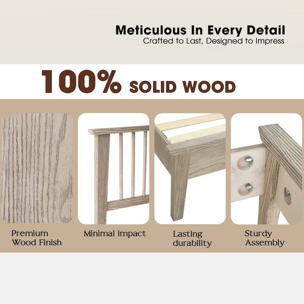 Meticulous In Every Detail  
Crafted to Last, Designed to Impress  

100% SOLID WOOD  

Premium Wood Finish  
Minimal Impact  
Lasting Durability  
Sturdy Assembly