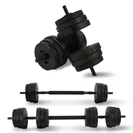 Fitvids - 2 in 1 Adjustable Dumbbell Set, 60lbs Free Weights Set with Connector - Black