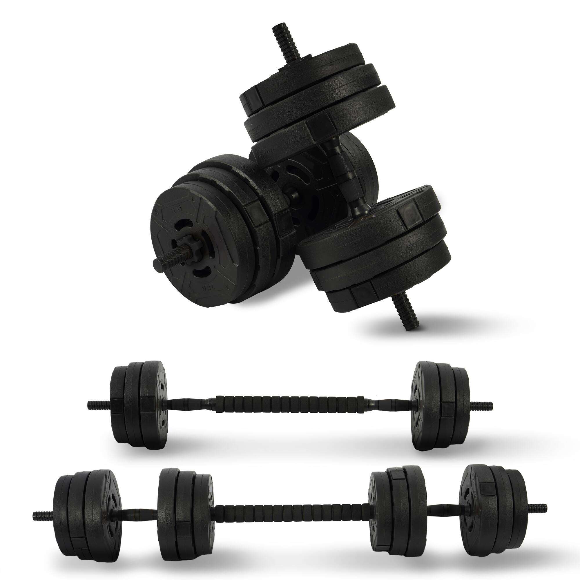 Front. Fitvids - Fitvids 2 in 1 Adjustable Dumbbell Set, 60lbs Free Weights Set with Connector - black.