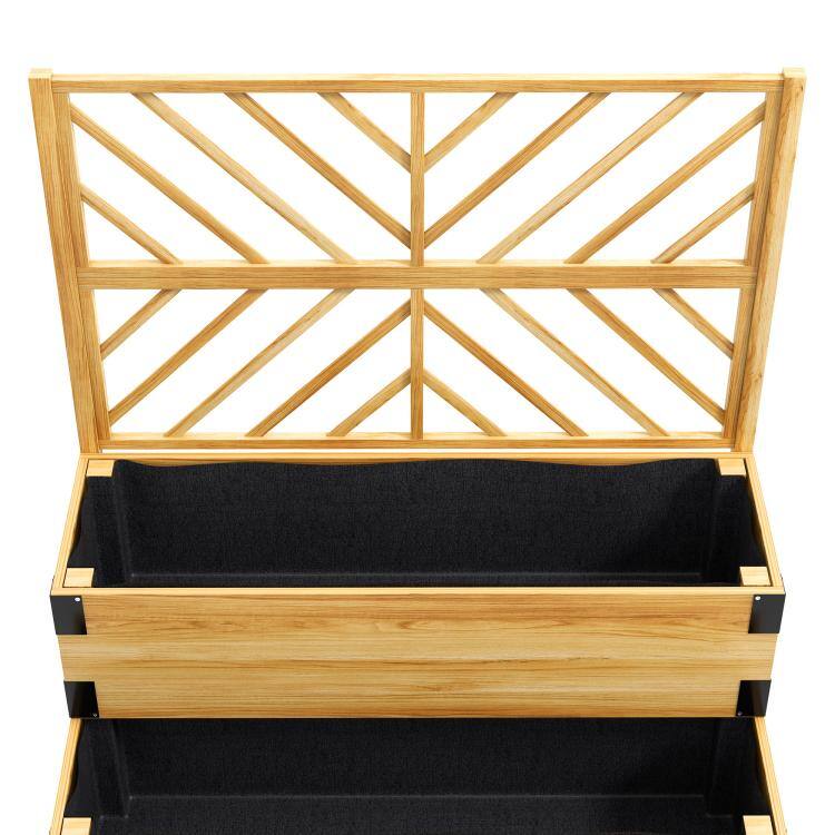 Alt View 9. PULUZ - 2 Tier Trellis Planter, Wooden Raised Garden Bed, Plants NOT Included - Natural.