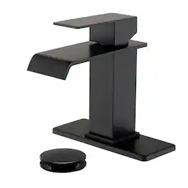Black Faucet SUS304 Waterfall Spout cUPC Cartridge 60cm Supply Line Pop Up Drain