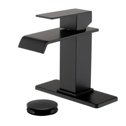 Front. Boyel Living - Black Faucet SUS304 Waterfall Spout cUPC Cartridge 60cm Supply Line Pop Up Drain - Matte Black.