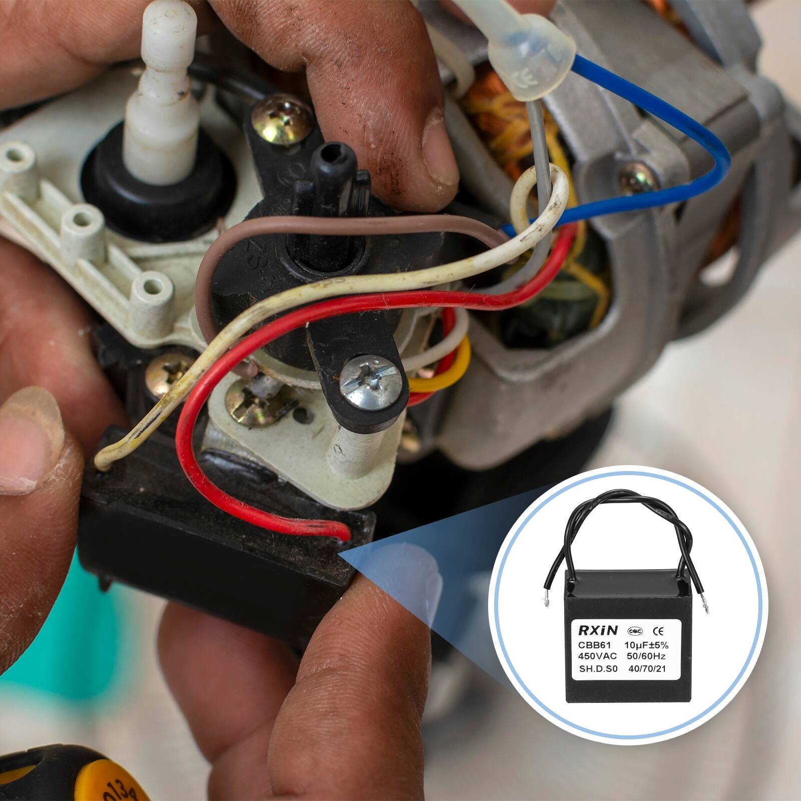 RXIN  
CE  
CBB61  
10µF±5%  
450VAC  
50/60Hz  
SH.D.50  
40/70/21