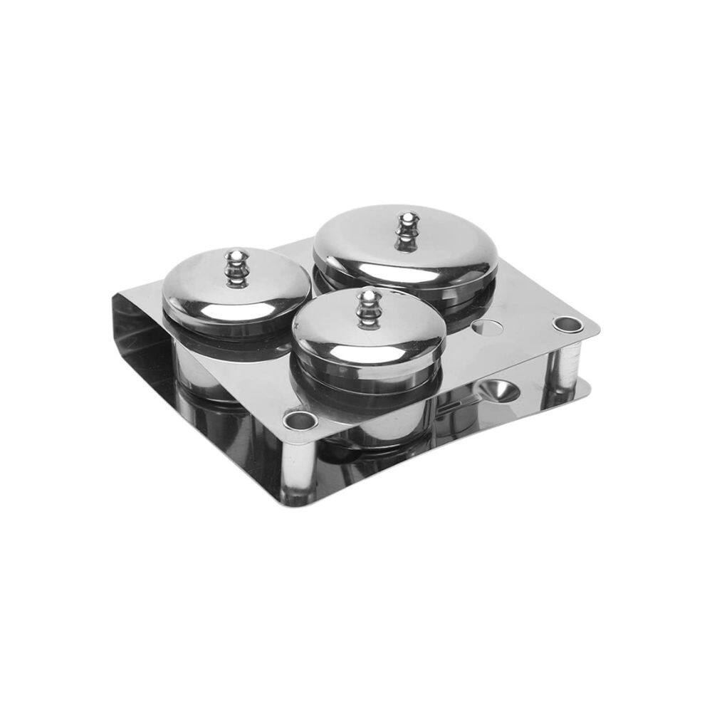 Front. Beauty Hub Ecommerce - 3-Piece Stainless Steel Nail Tips Cup - Silver.