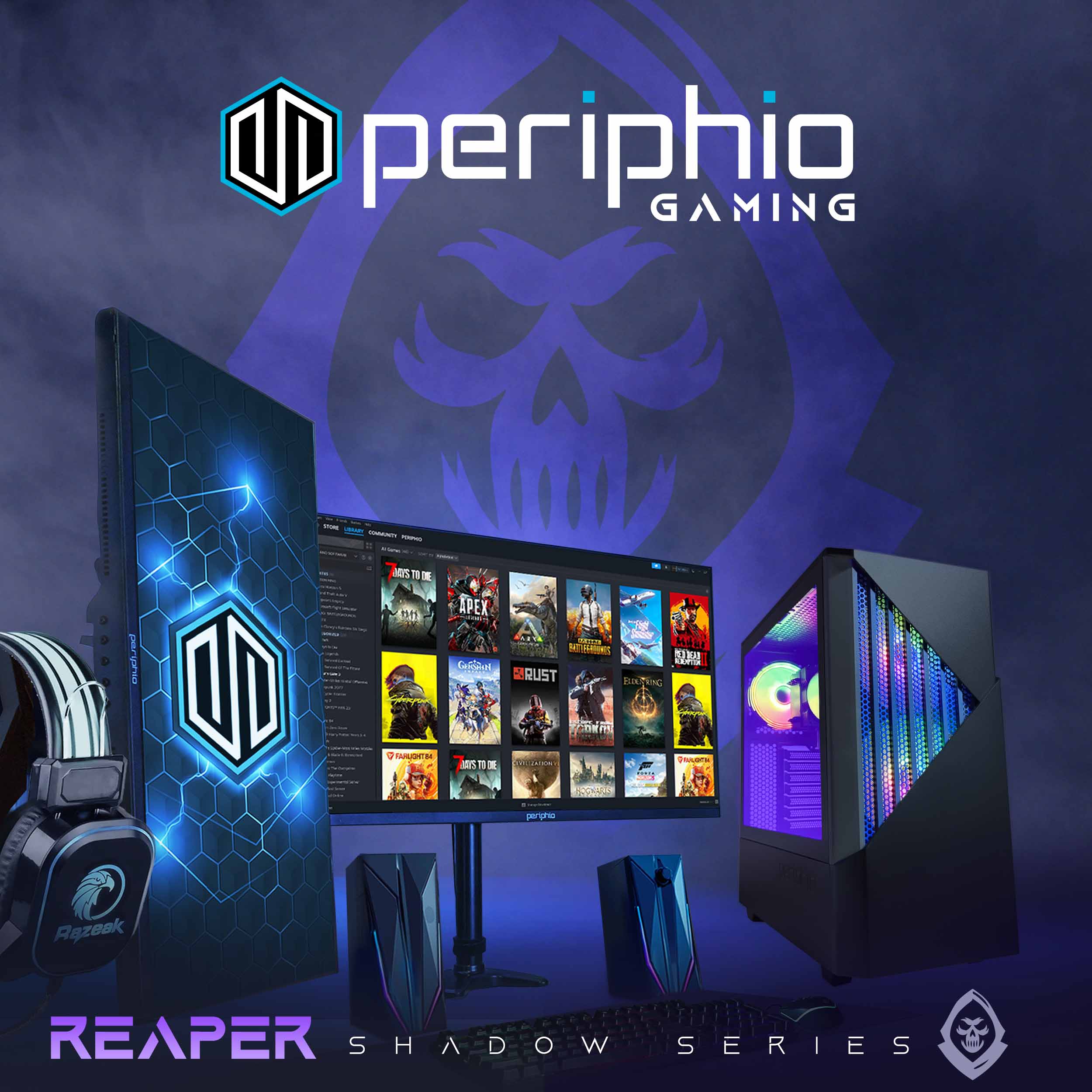 periphio GAMING  
DLIOLIO  
- - -  
S F  
bn 1 I AE  
Cettio le MS T1 1  
Oe aiaas  
- MH  
nohin_tocre add 30  
RUST Ra.  
NC cheT M O..o.  
LRE Sai peree  
Razeak  
REAPER SHADOW SERIES