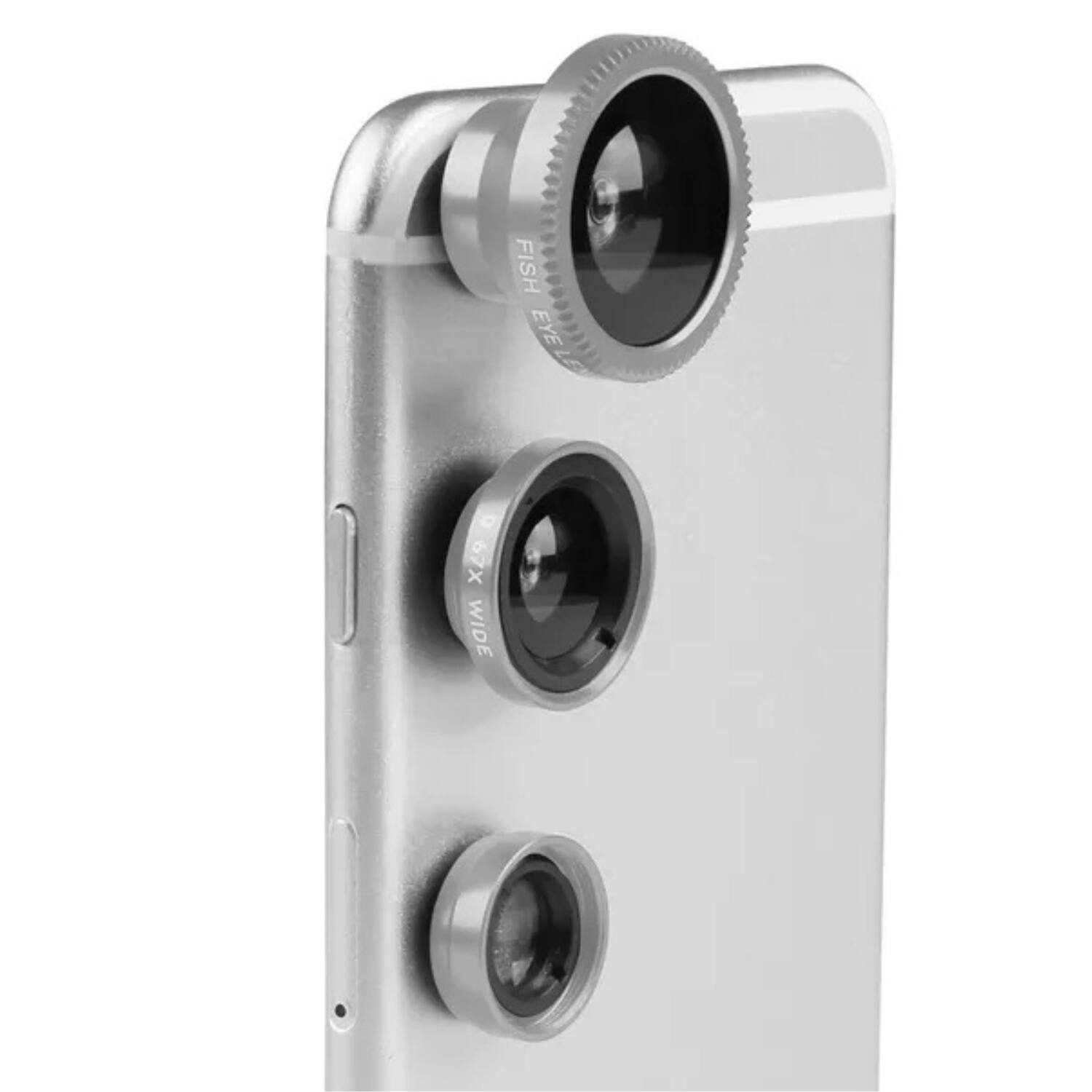 Stock Preferred - 3-in-1 Magnetic Phone Camera Lens Kit - Silver - Gray