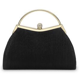 Unique Bargains - Luxury Evening Bag Clutch Purse for Women, Sparkle Rhinestone Clasp with Detachable Chain Strap - Black