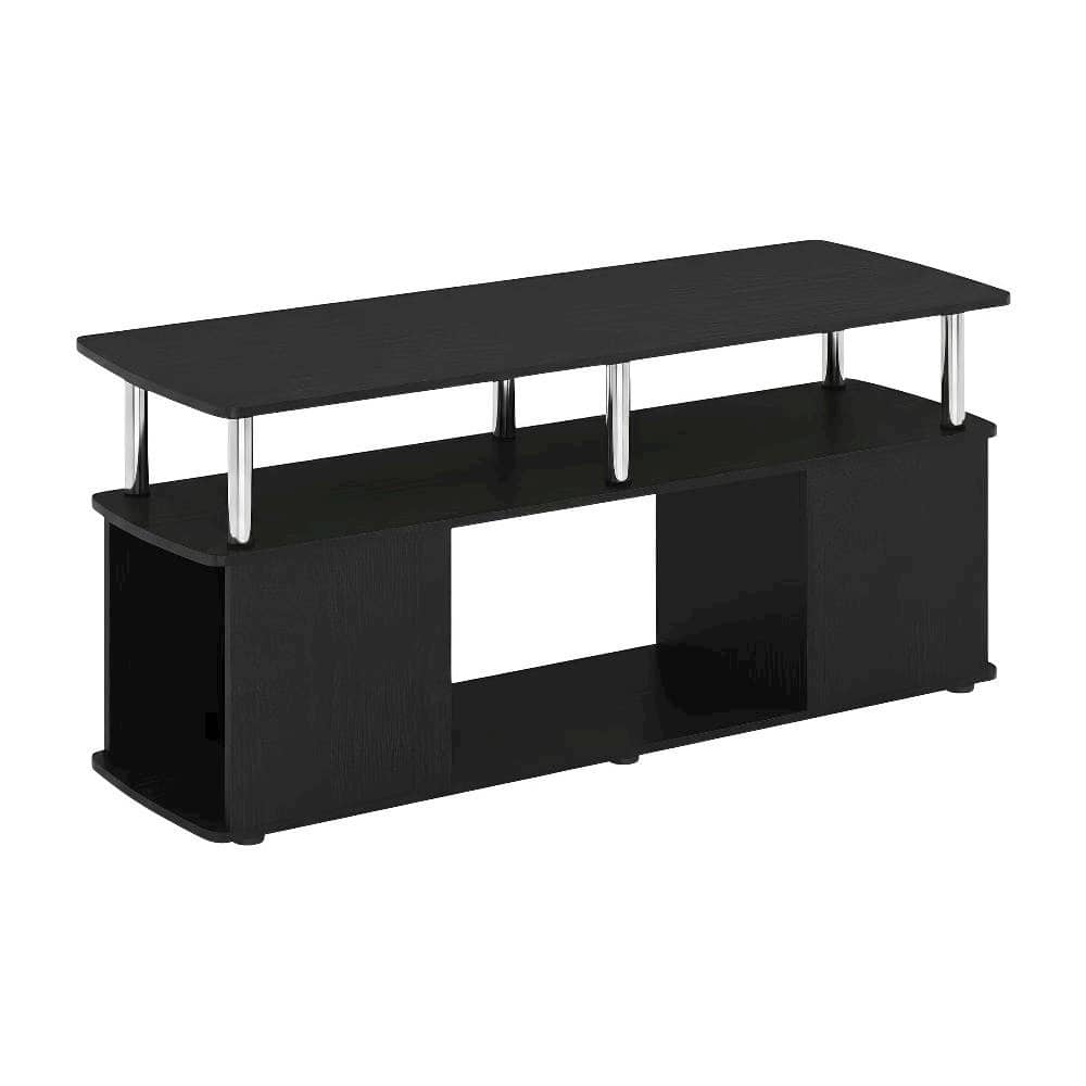 FurniFact - Dark Americano Coffee Table with Storage Shelf and Bottom Compartment - Dark Americano, Stainless Steel