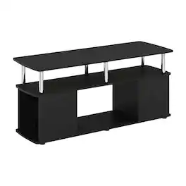 FurniFact - Dark Americano Coffee Table with Storage Shelf and Bottom Compartment - Dark Americano, Stainless Steel
