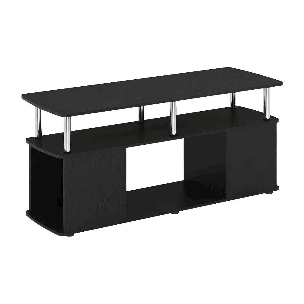 Front. FurniFact - Dark Americano Coffee Table with Storage Shelf and Bottom Compartment - Dark Americano, Stainless Steel.
