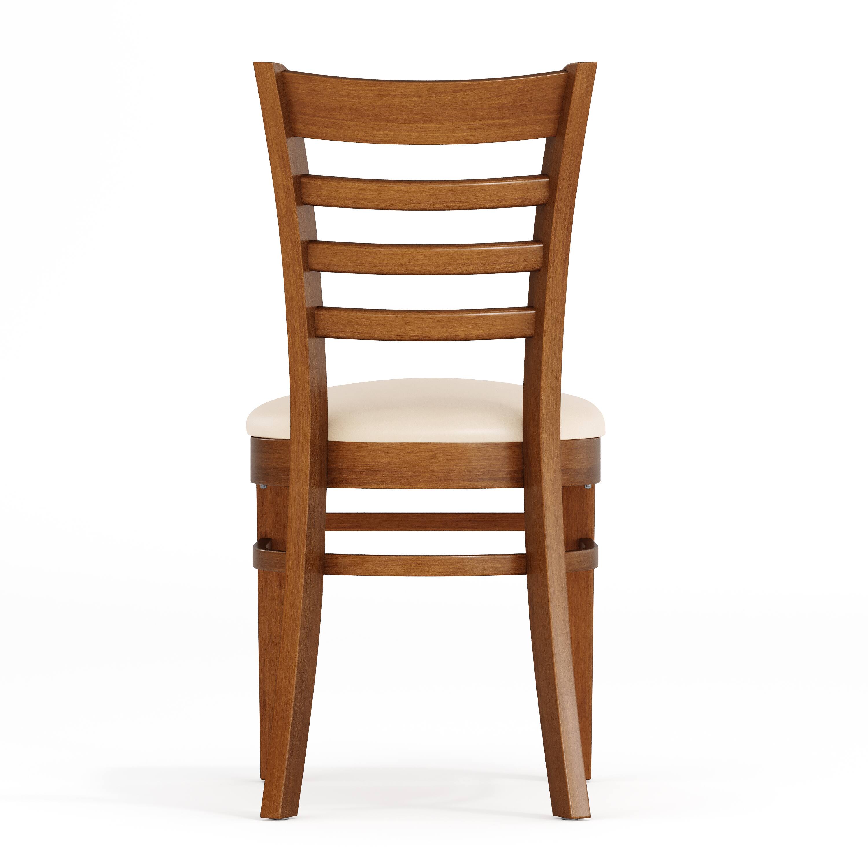 Alt View 7. Emma + Oliver - Ladder Back Wooden Restaurant Dining Chair - Tan Vinyl Seat/Cherry Wood Frame.