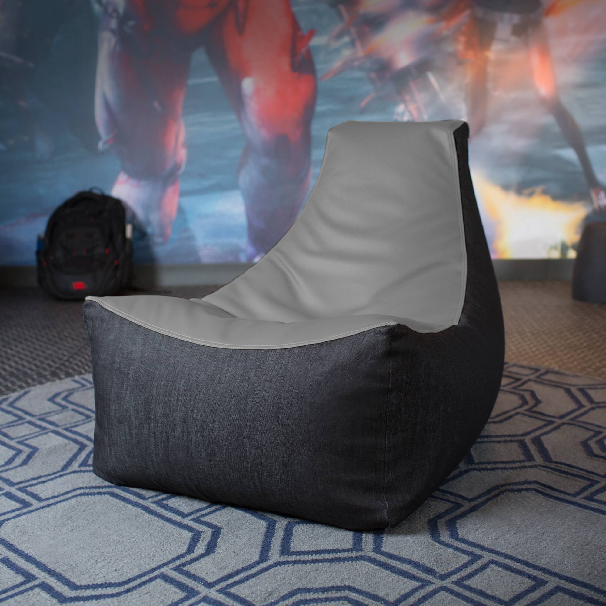 Back. Jaxx - Jaxx Pixel Gamer Chair - Game Room / Home Theater Bean Bag Chair, Charcoal - Charcoal.