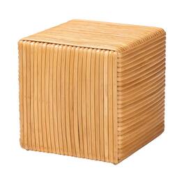 bali & pari - Karina Bohemian Rattan Footstool - Light Honey