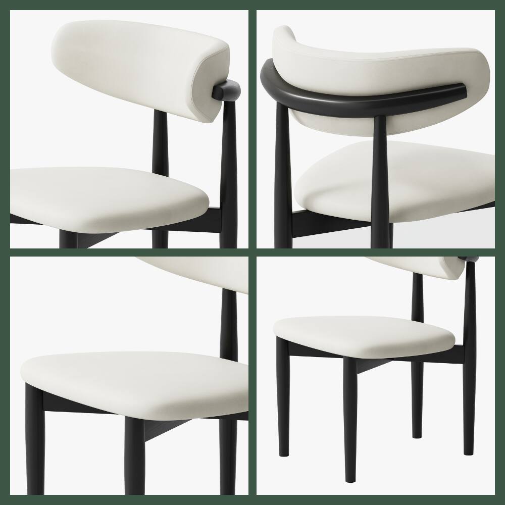 Alt View 1. POVISON - Mid-Century Modern Wood Dining Chairs Set of 2（PU Leather，Beige & Black） - Beige & Black.