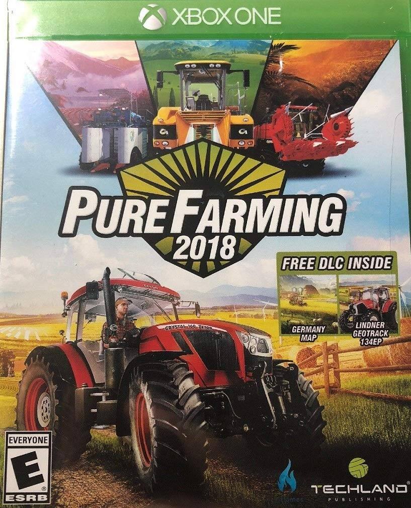 XBOX ONE  
PURE FARMING 2018  
FREE DLC INSIDE  
CRYSTAL 160 ZETOR  
GERMANY MAP  
LINDNER GEOTRACK 134EP  
EVERYONE E  
ESRB  
TECHLAND PUBLISHING - E (Everyone)