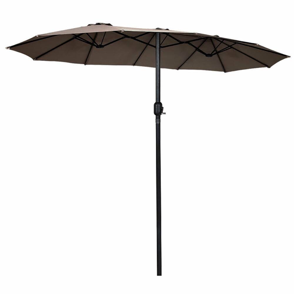Angle. Kadyn - 15 Feet Double Sided Outdoor Patio Umbrella with Crank without Base Tan Outdoor Table Umbrella Yard Umbrella Outdoor Pat - Brown.