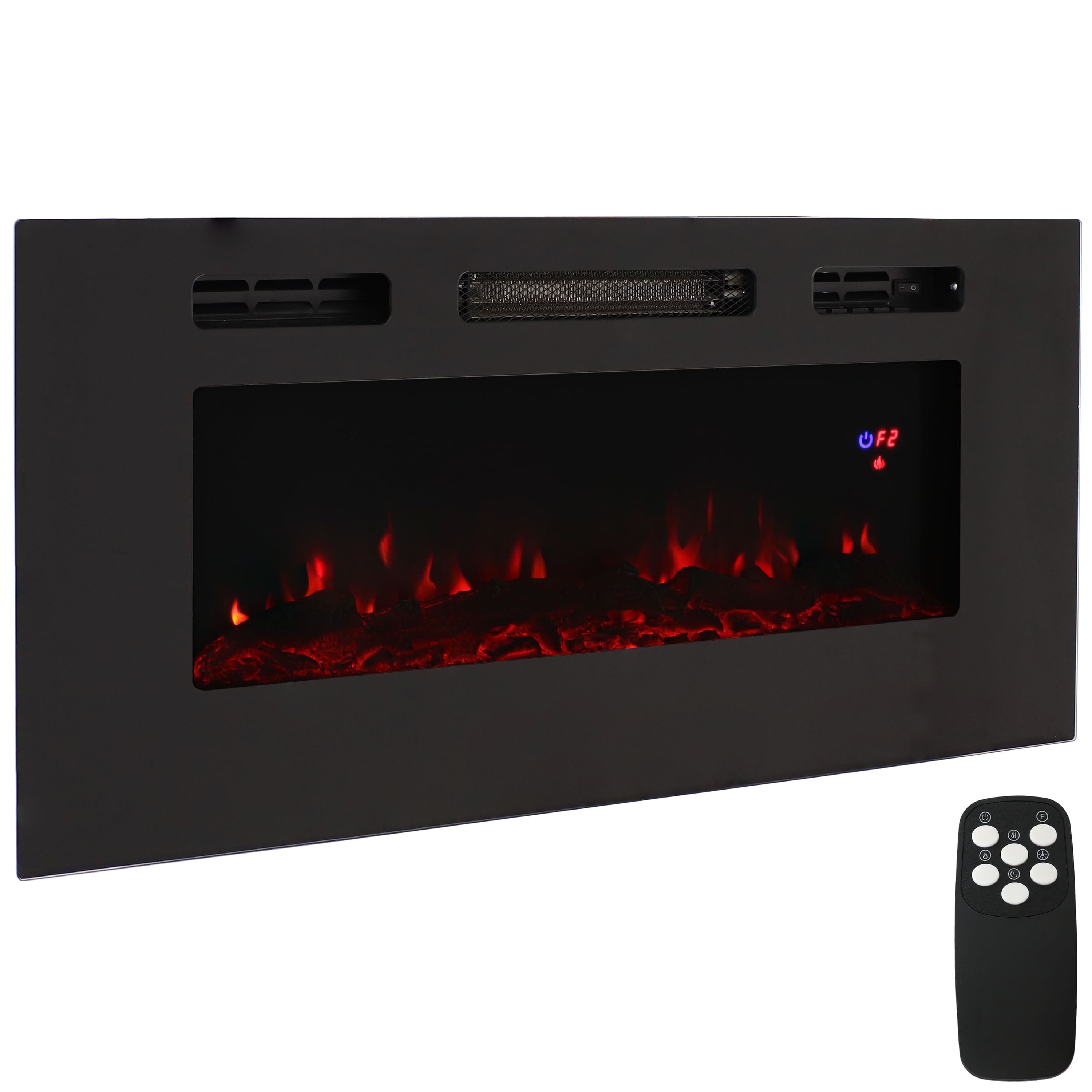 Sunnydaze - 40 in Sophisticated Hearth Indoor Electric Fireplace - Black