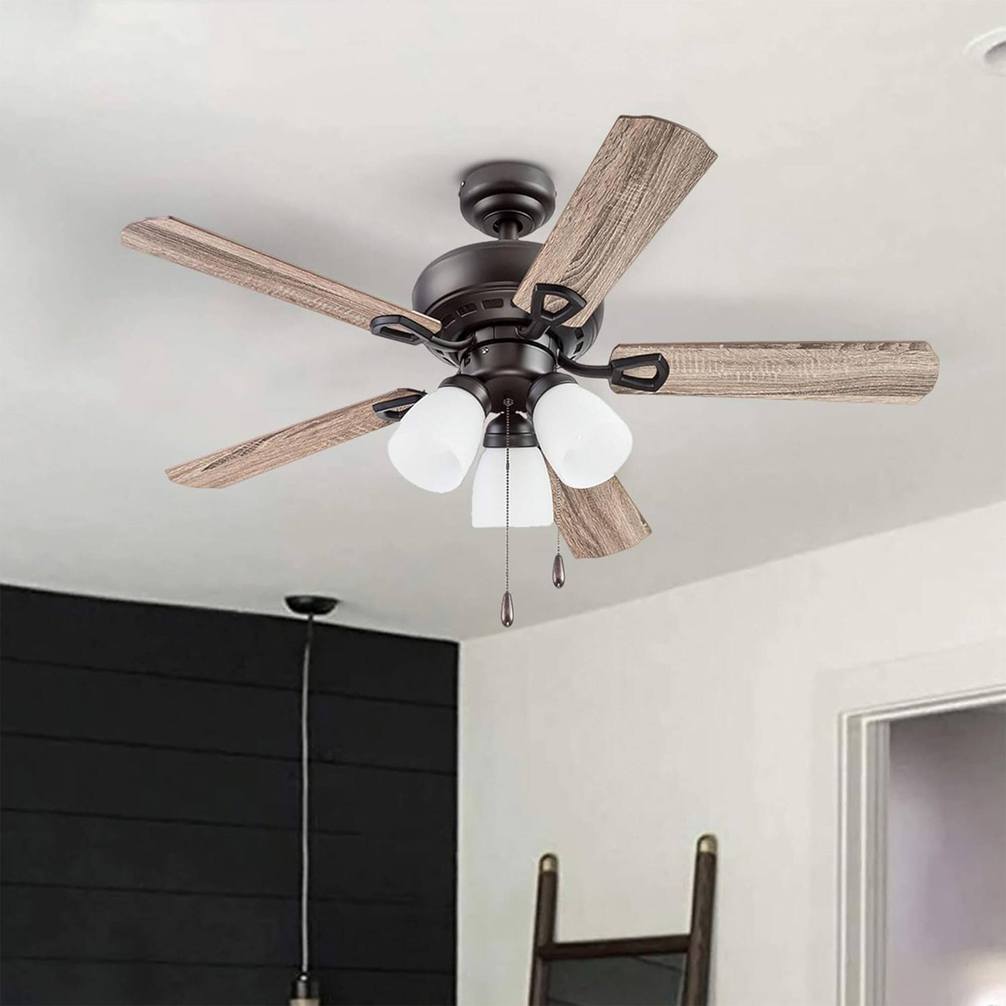 Alt View 1. Portage Bay - Portage Bay Miller Park Ceiling Fan w/ 5 Reversible Blades & Motor, 44", Bronze - Bronze.