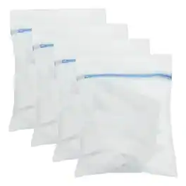 Unique Bargains - 4pcs Mesh Laundry Bags with Zipper Fine Net for Delicates 8x12 Inch for Travel Clothes, Bathroom, Dorm and Bras Socks - Blue