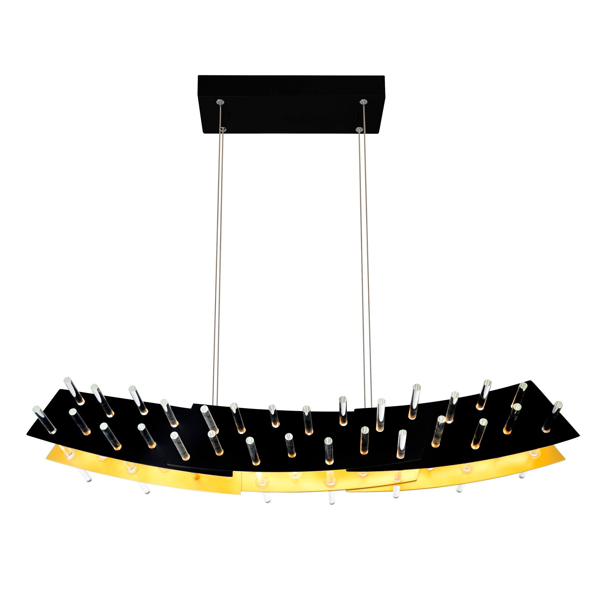 Angle. CWI Lighting - Gondola LED Chandelier With Black Finish - Black & Satin Gold.