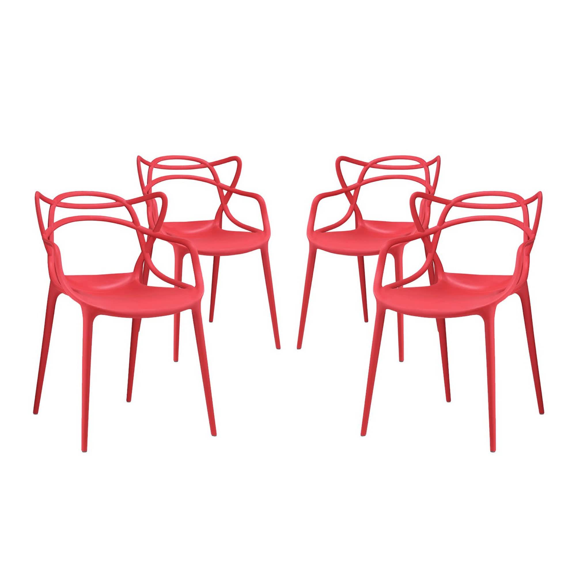 Entangled Dining Set Set of 4 by Modway - Red